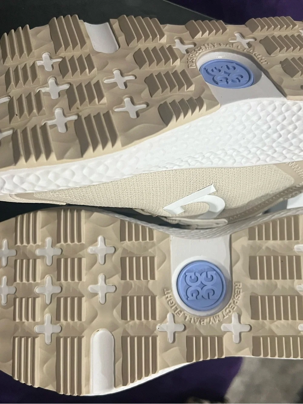 G/FORE Beige and White Mesh Golf Sneakers